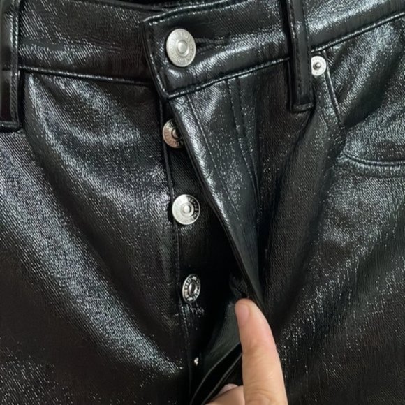 Free People Black Shiny Pants - Picture 7 of 10